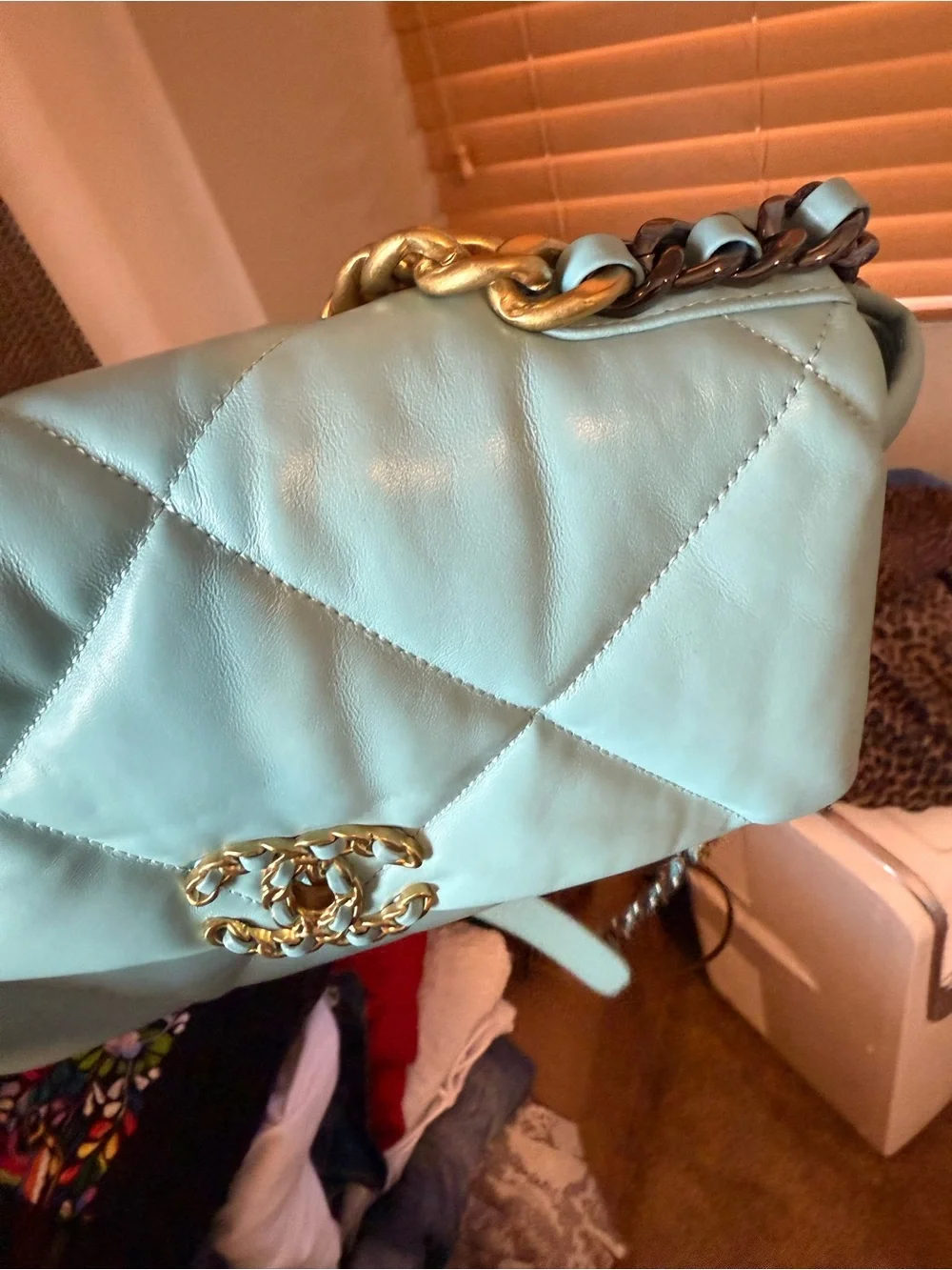 CC 19 Tiffany robins egg blue lambskin quilted purse & wallet